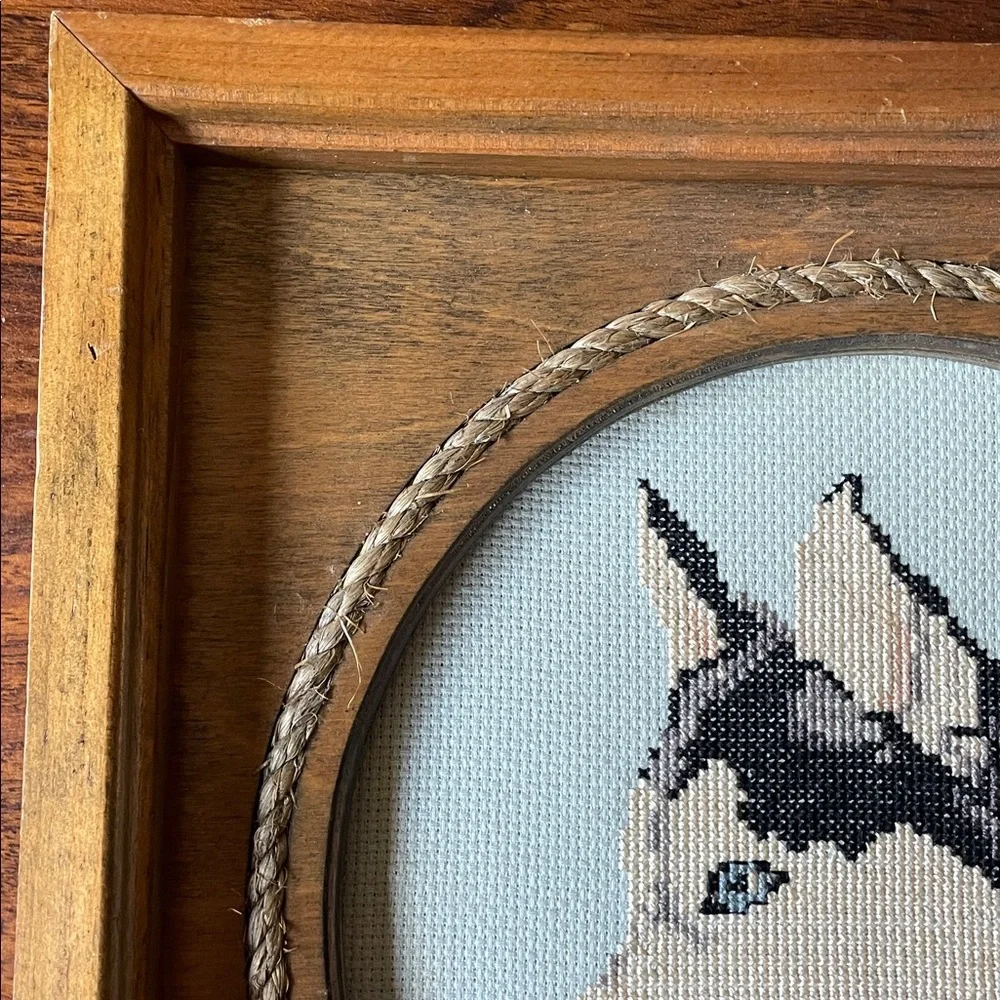 Siberian Husky Dog Completed Cross Stitch Solid Wood Vintage Framed Needlepoint - Picture 13 of 16